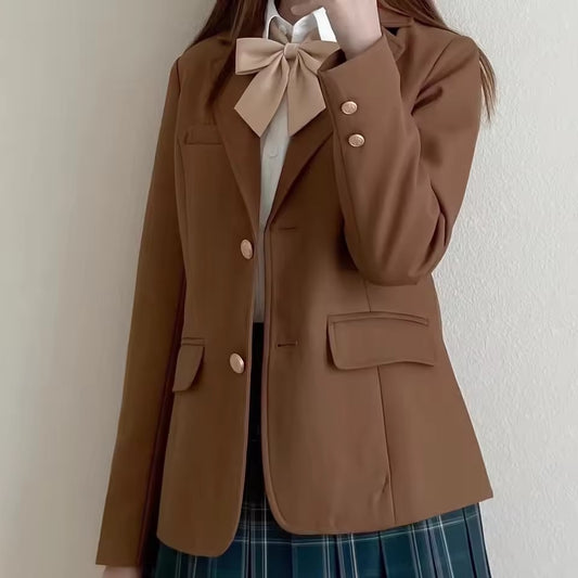 2024 New College Style Students Japanese JK Uniform Small Suit Jacket Black Suit Korean Blazer Seifuku School Girl Coat Uniform